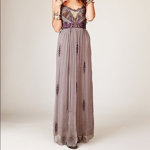 Free People Dresses & Skirts - Free People Purple Embroidered Artemis Maxi Dress